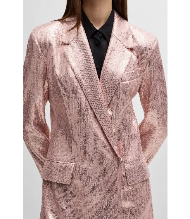 BOSS Oversized-Fit Double-Breasted Jacket with Sequin Embellishments