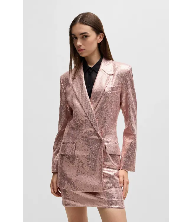 BOSS Oversized-Fit Double-Breasted Jacket with Sequin Embellishments
