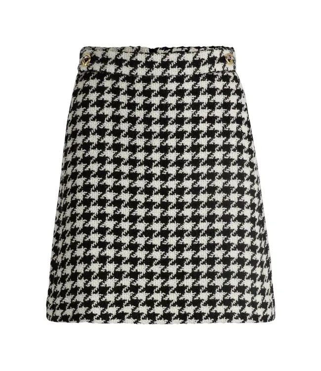 BOSS Houndstooth Mini Skirt with Metallic Buttons