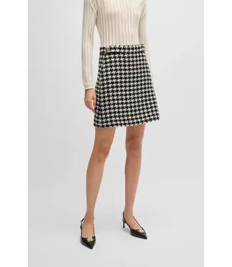 BOSS Houndstooth Mini Skirt with Metallic Buttons