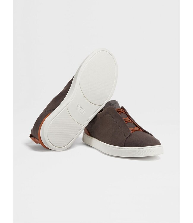 ZEGNA Baskets marron à triple piqûre