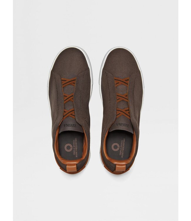 ZEGNA Brown Triple Stitch Sneakers