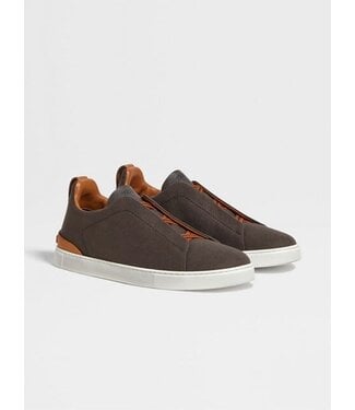 ZEGNA Brown Triple Stitch Sneakers