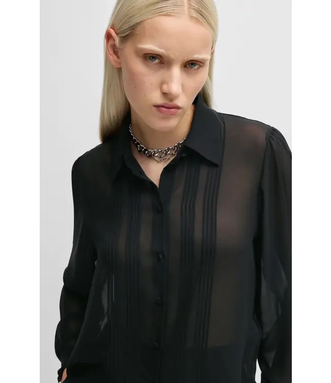 BOSS Regular-Fit Blouse in Sheer Shiffon