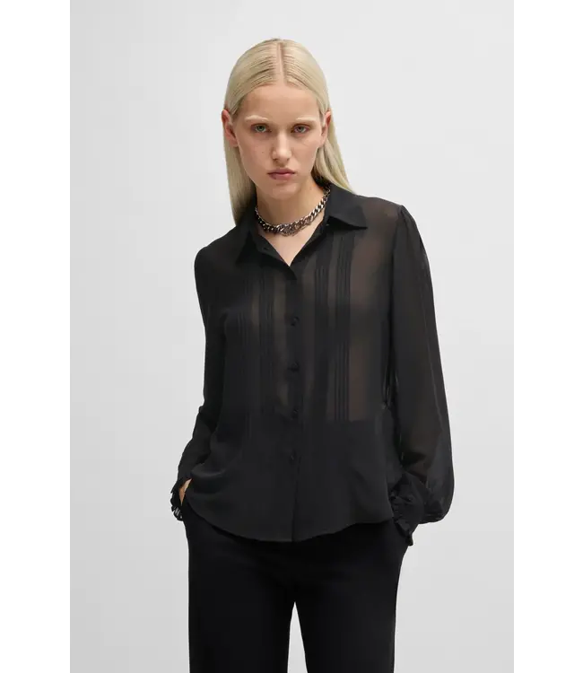 BOSS Regular-Fit Blouse in Sheer Shiffon