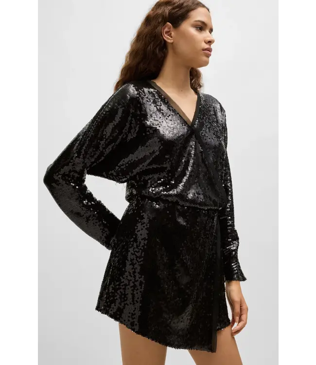 BOSS Sequinned Jumpsuit with Wrap Front