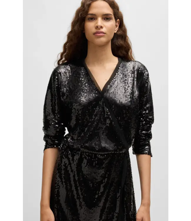 BOSS Sequinned Jumpsuit with Wrap Front