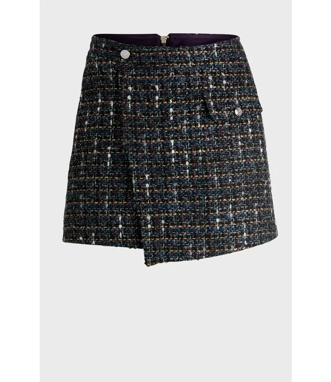BOSS Wrap-Front Regular-Fit Skort in Multicolored Tweed