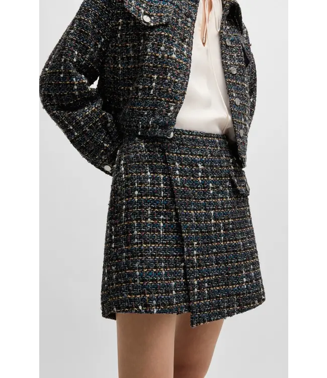 BOSS Wrap-Front Regular-Fit Skort in Multicolored Tweed