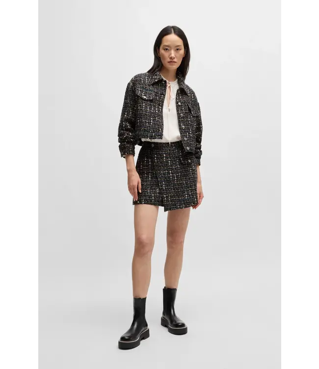 BOSS Wrap-Front Regular-Fit Skort in Multicolored Tweed