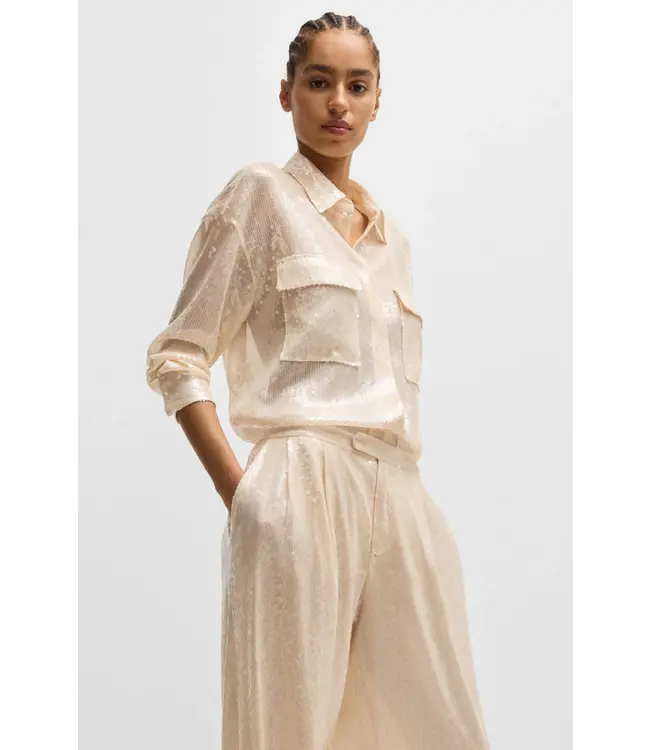 BOSS Straight-Fit Trousers in Sequinned Stretch Fabric