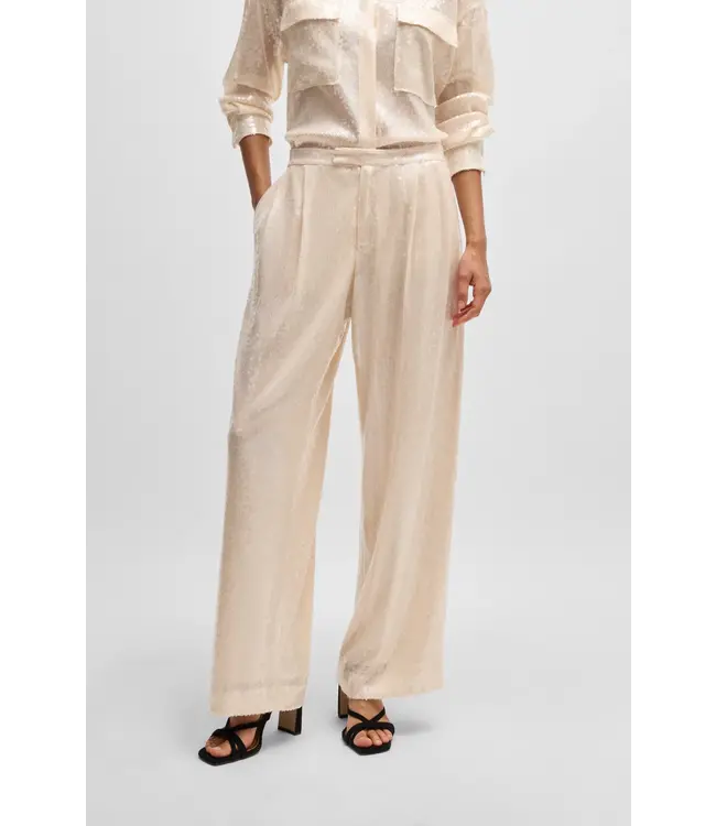 BOSS Pantalon droit en tissu stretch pailleté