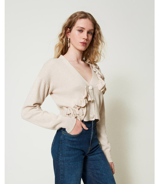 TWINSET Wool blend cardigan with ruffles