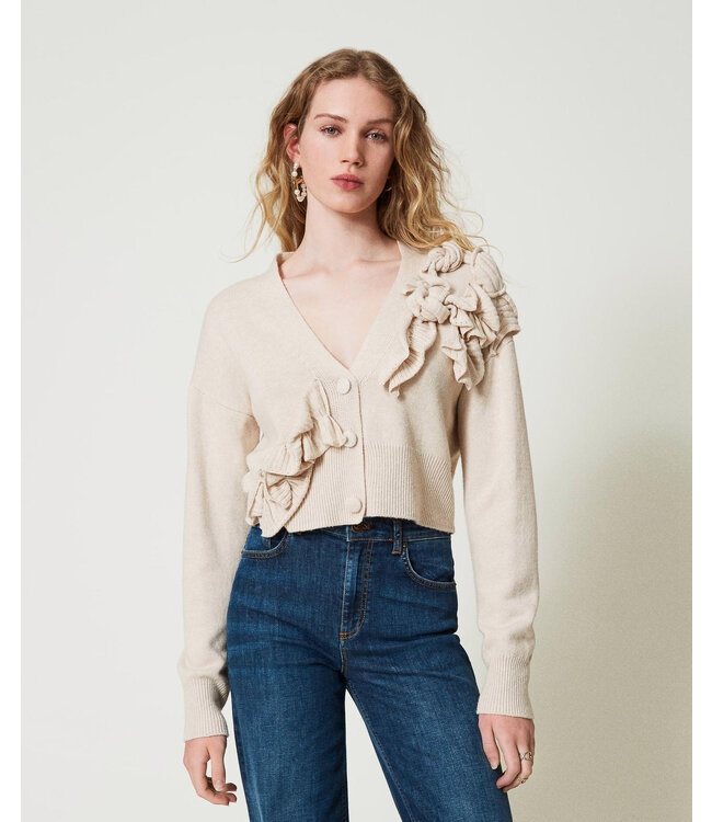 TWINSET Wool blend cardigan with ruffles