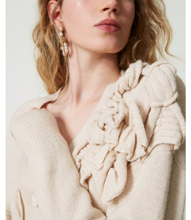 TWINSET Wool blend cardigan with ruffles