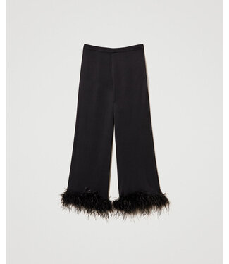 TWINSET Pantalon en satin avec plumes TWINSET Pantalon en satin avec plumes