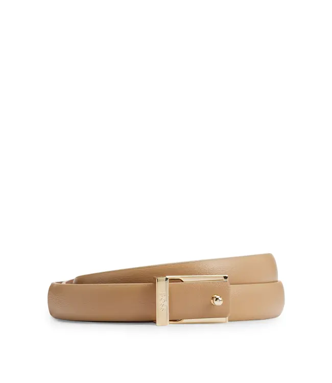 BOSS Italian-Leather Belt with Logo Keeper