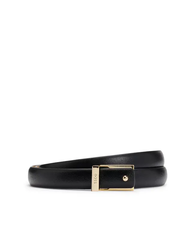BOSS Italian-Leather Belt with Logo Keeper
