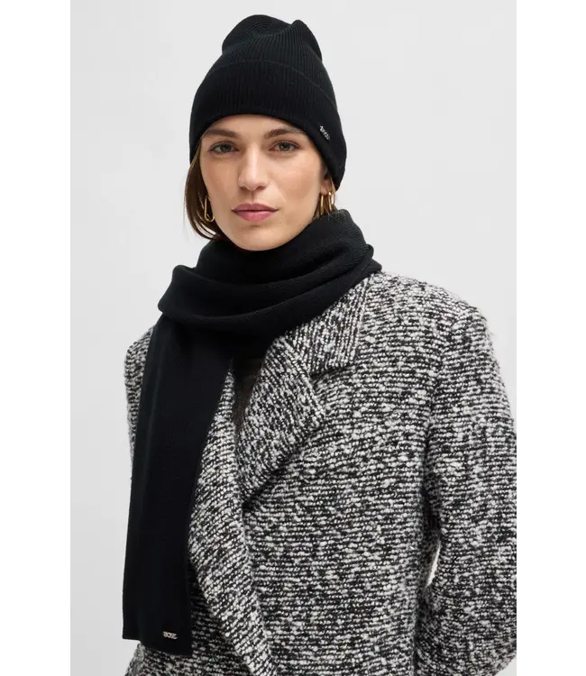 BOSS Ribbed Scarf and Beanie Hat Gift Set