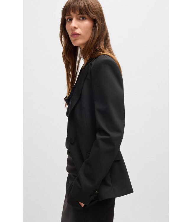 BOSS Veste de smoking cintrée avec bordures en satin