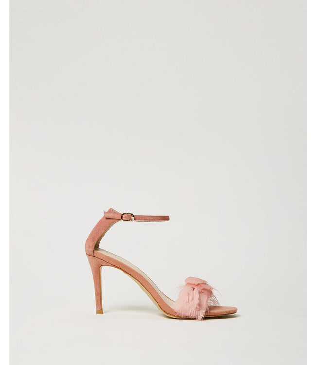 TWINSET Sandales en cuir avec plumes