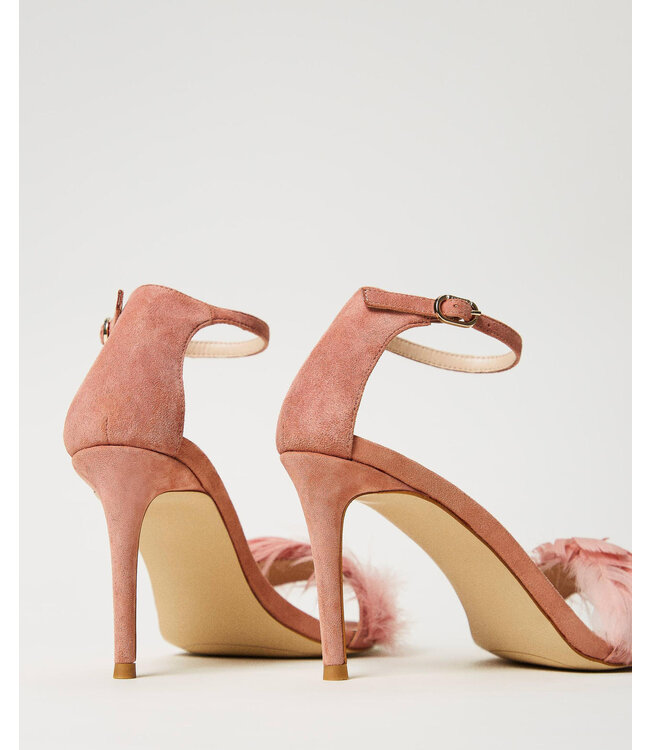 TWINSET Leather sandals with feathers