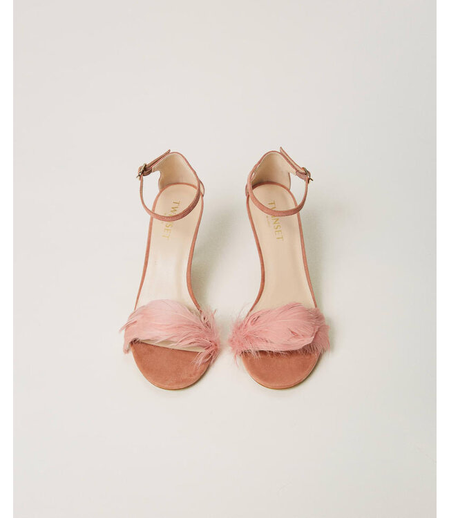 TWINSET Sandales en cuir avec plumes