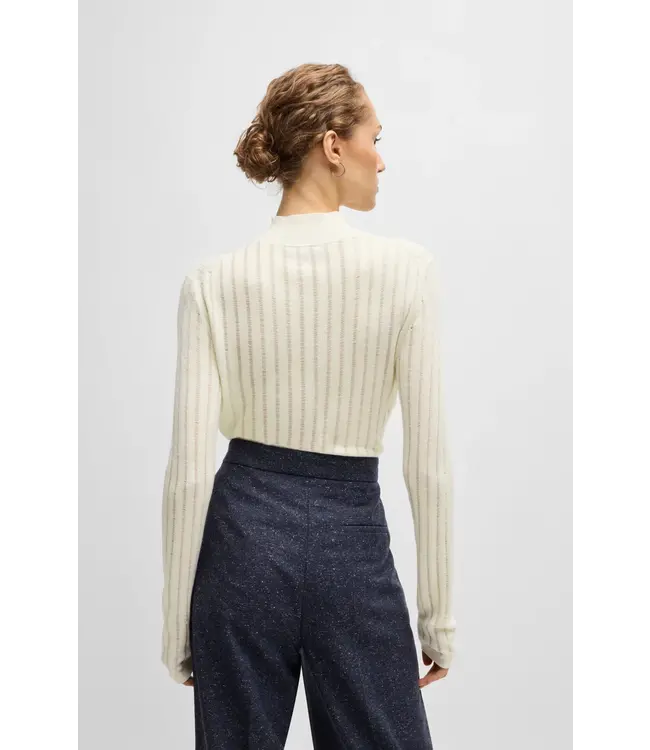 BOSS Virgin-wool sweater with structured stripes