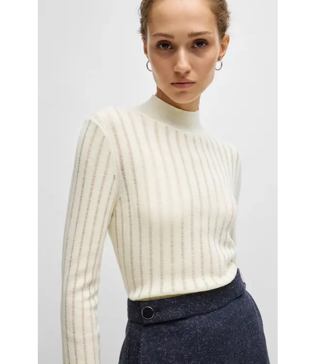 BOSS Pull en laine vierge à rayures structurées