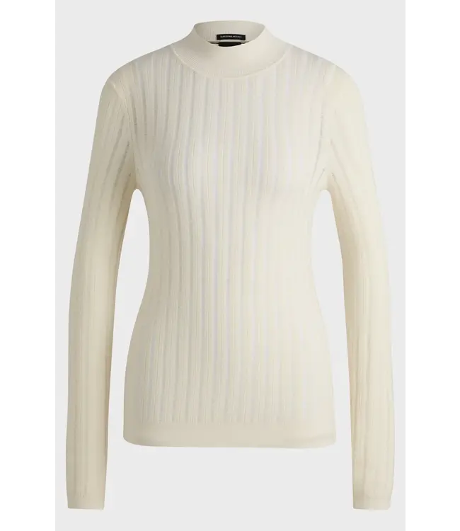 BOSS Virgin-wool sweater with structured stripes