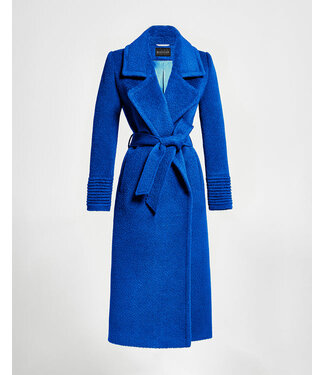 SENTALER Manteau long à col échancré en alpaga bouclé