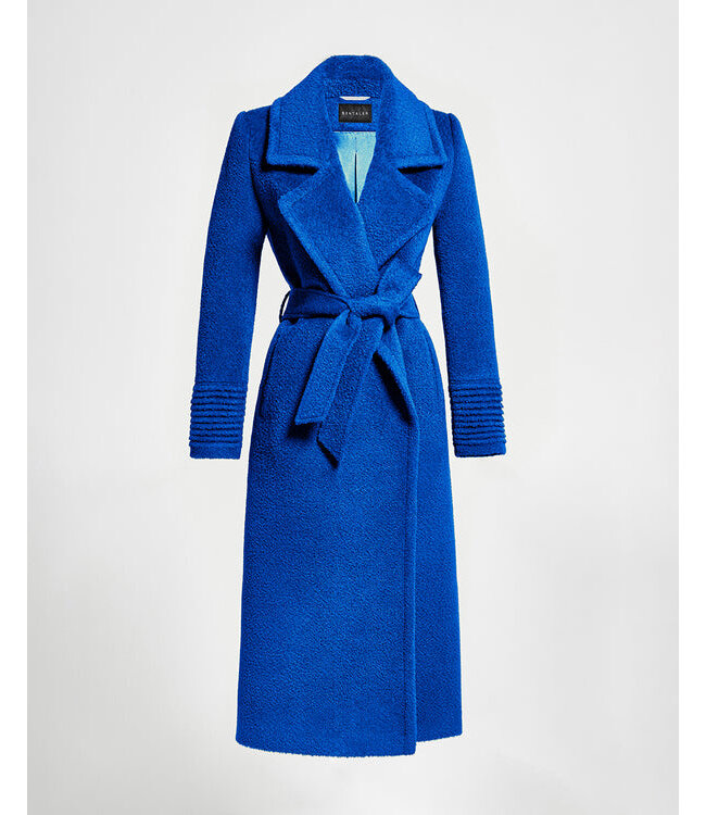 SENTALER Manteau long à col échancré en alpaga bouclé