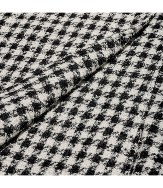 SENTALER Tweed Houndstooth Suri Alpaca Oversized Hooded Jacket