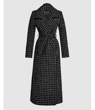 SENTALER Tweed Suri Alpaca Maxi Wrap Coat à col cranté