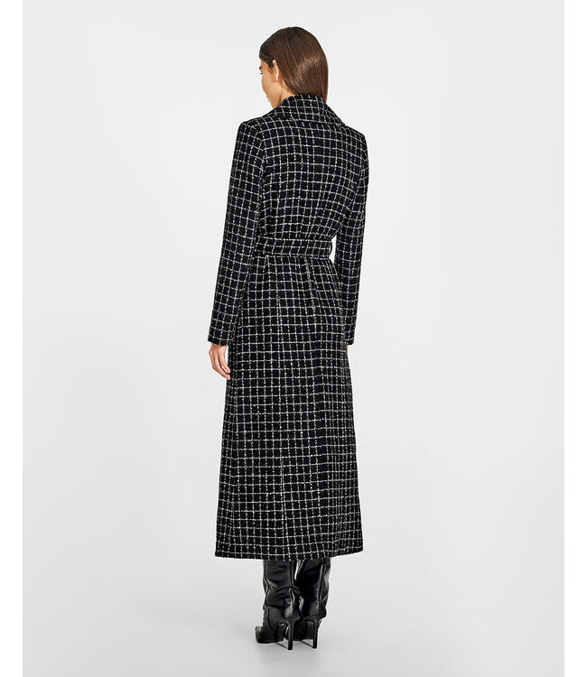 SENTALER Tweed Suri Alpaca Maxi Wrap Coat à col cranté