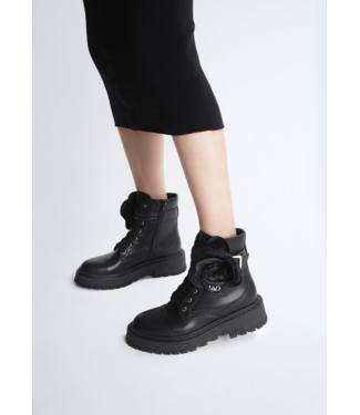 LIU JO Bottes de combat en cuir avec détails floraux