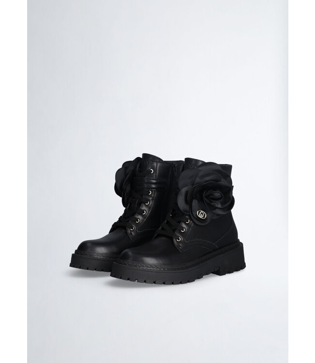 LIU JO Bottes de combat en cuir avec détails floraux