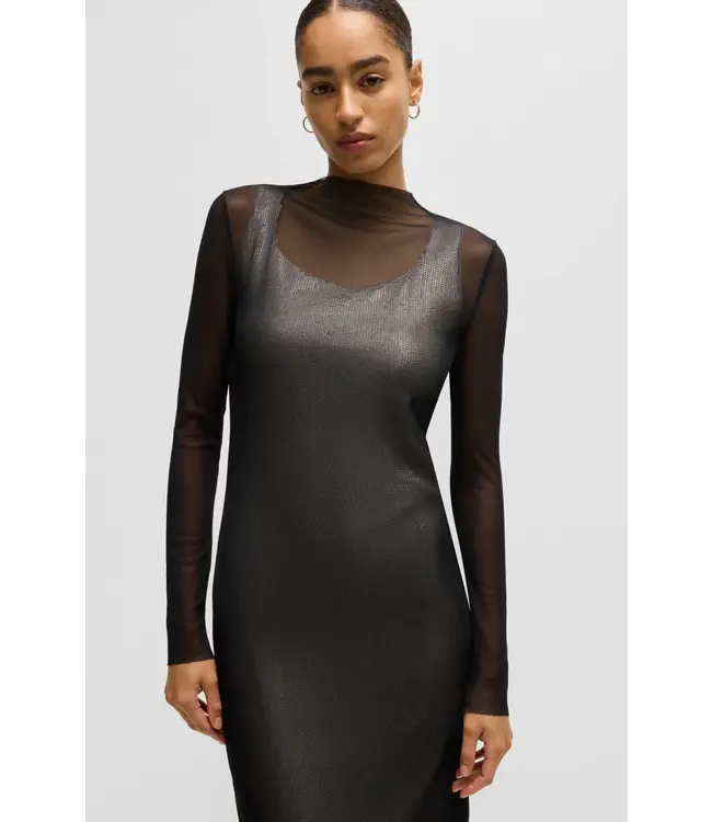 BOSS Robe en tissu extensible avec sous-couche pailletée