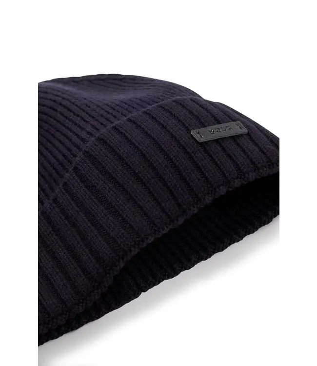 BOSS Bonnet côtelé en laine vierge