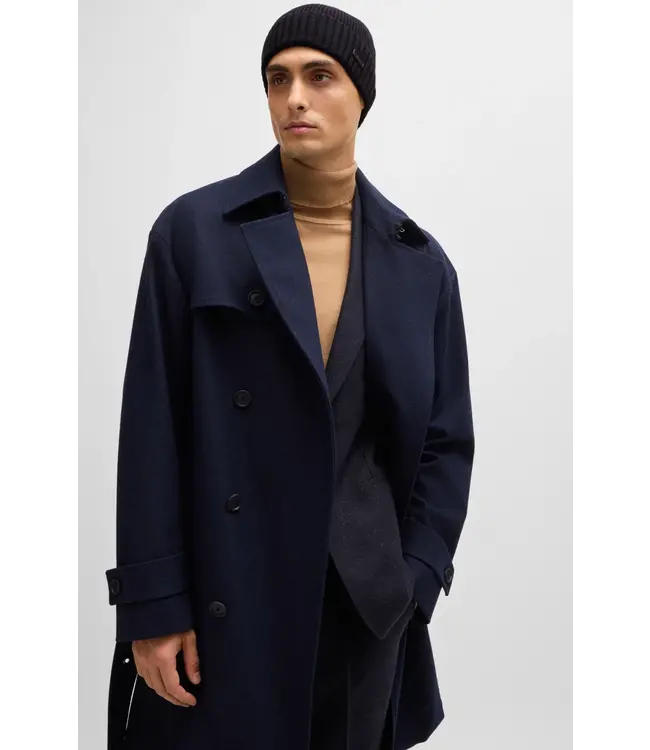 BOSS Bonnet côtelé en laine vierge