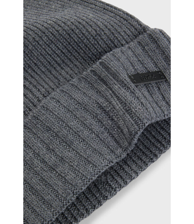 BOSS Bonnet côtelé en laine vierge