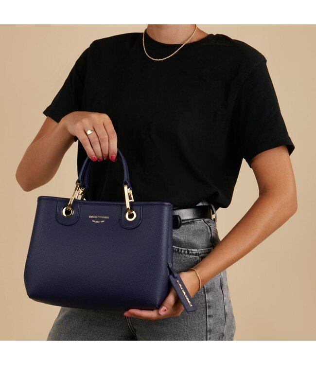 EMPORIO ARMANI Petit sac à main bleu marine avec détails dorés