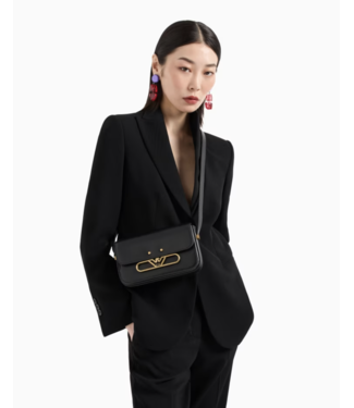 EMPORIO ARMANI Sac à bandoulière en cuir lisse avec logo Eagle en métal