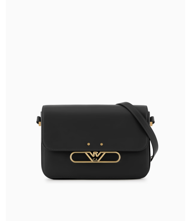 EMPORIO ARMANI Sac à bandoulière en cuir lisse avec logo Eagle en métal