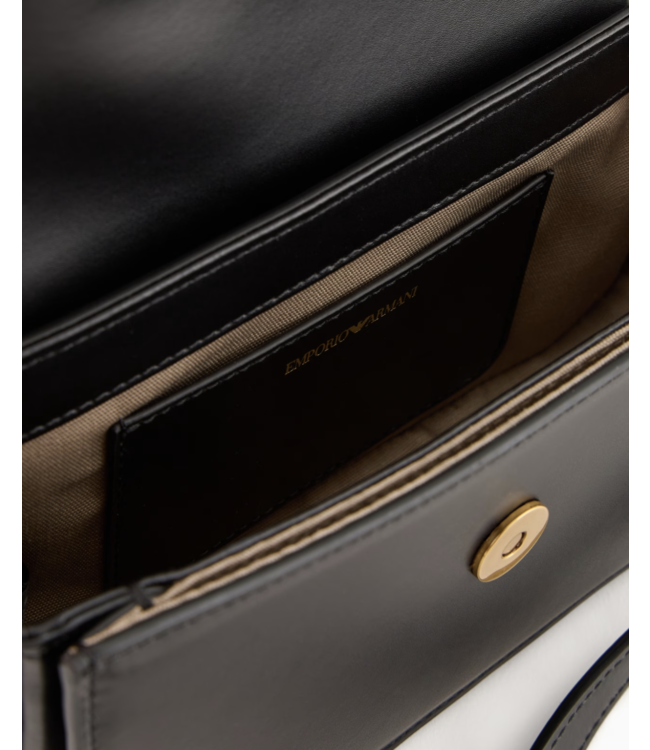 EMPORIO ARMANI Sac à bandoulière en cuir lisse avec logo Eagle en métal