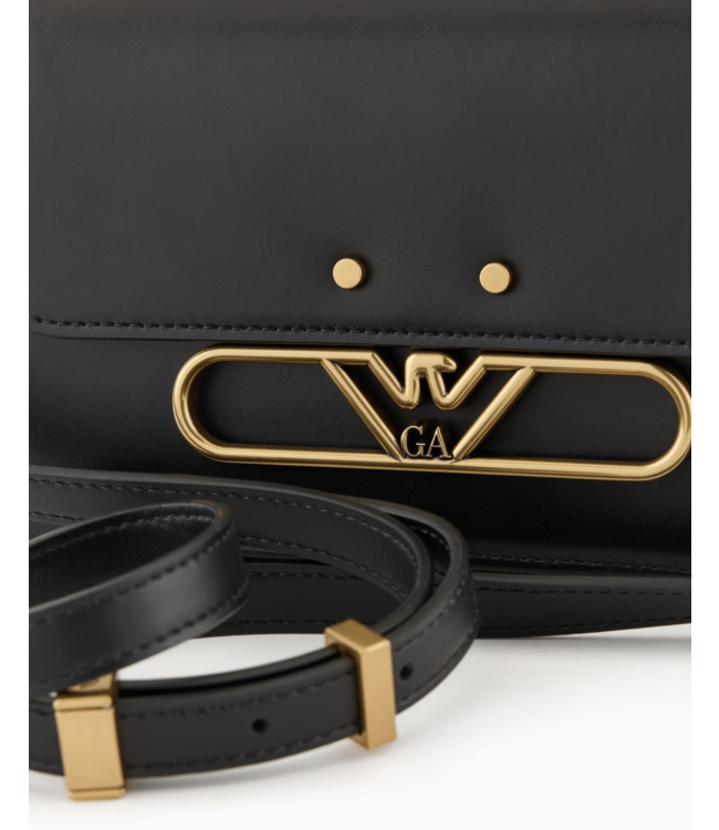EMPORIO ARMANI Smooth Leather Shoulder Bag  with Metal Eagle Logo