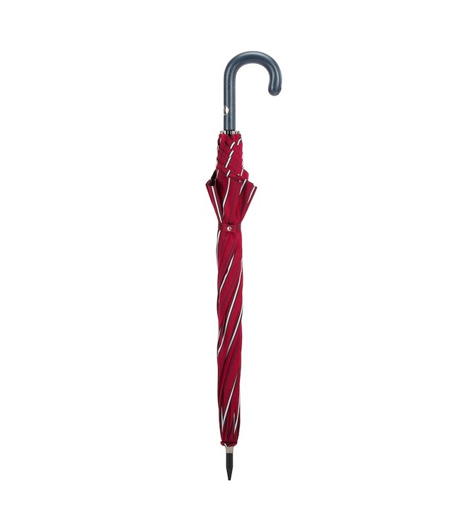 PASOTTI 145 Bruce-3 P - Large Striped Umbrella, Leather Handle