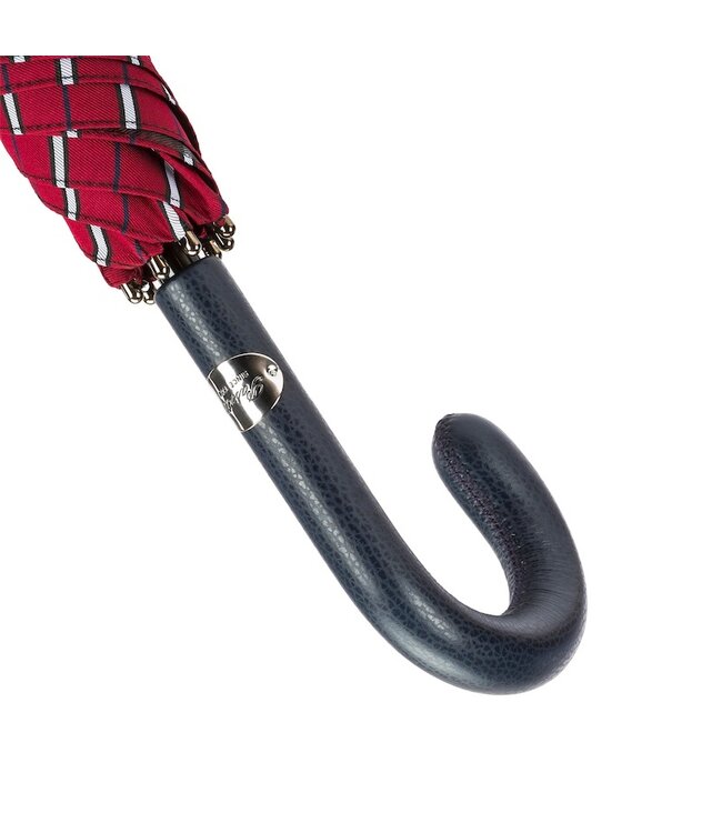 PASOTTI 145 Bruce-3 P - Large Striped Umbrella, Leather Handle