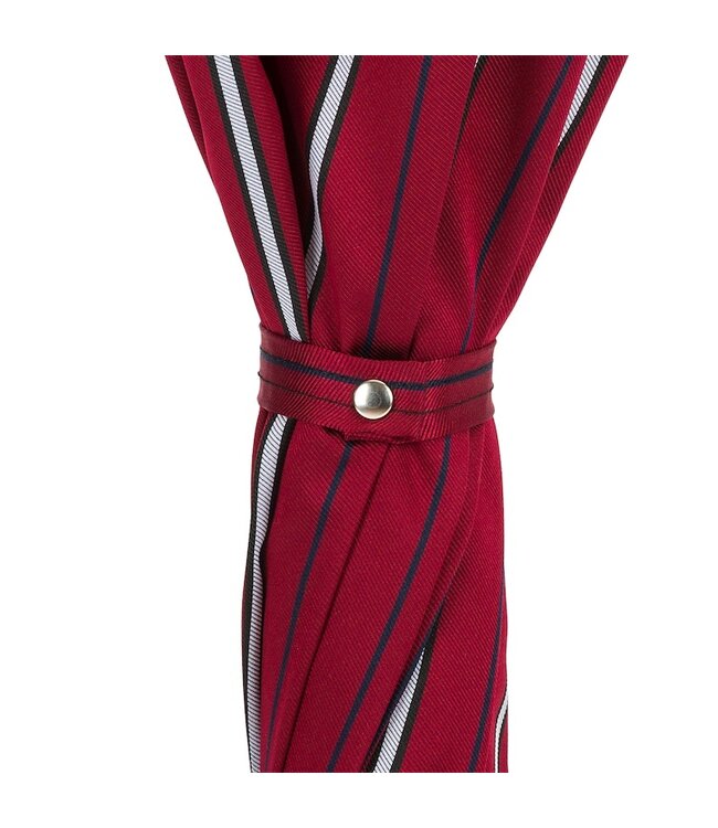 PASOTTI 145 Bruce-3 P - Large Striped Umbrella, Leather Handle