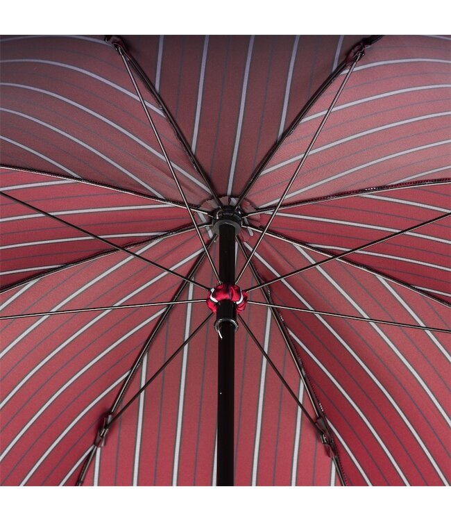 PASOTTI 145 Bruce-3 P - Large Striped Umbrella, Leather Handle